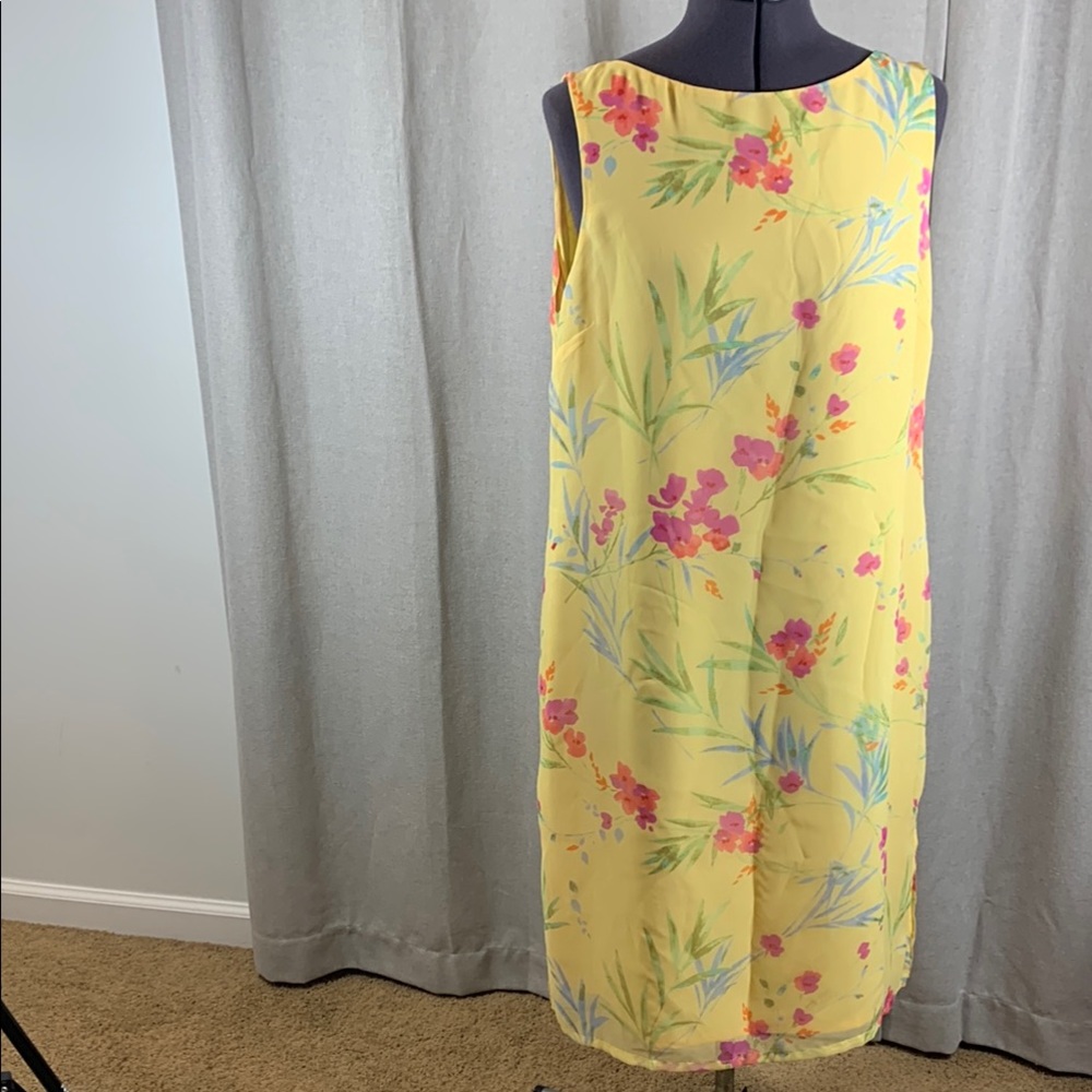 Villager Yellow Pink Sundress Sleeveless Midi